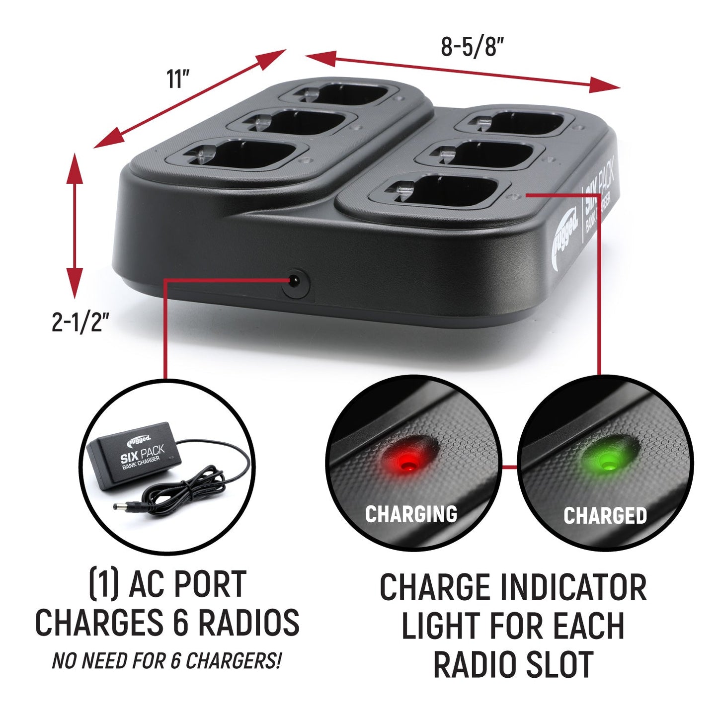 Rugged Radios Rugged Radios 6-Pack Bank Charger for Handheld Radios