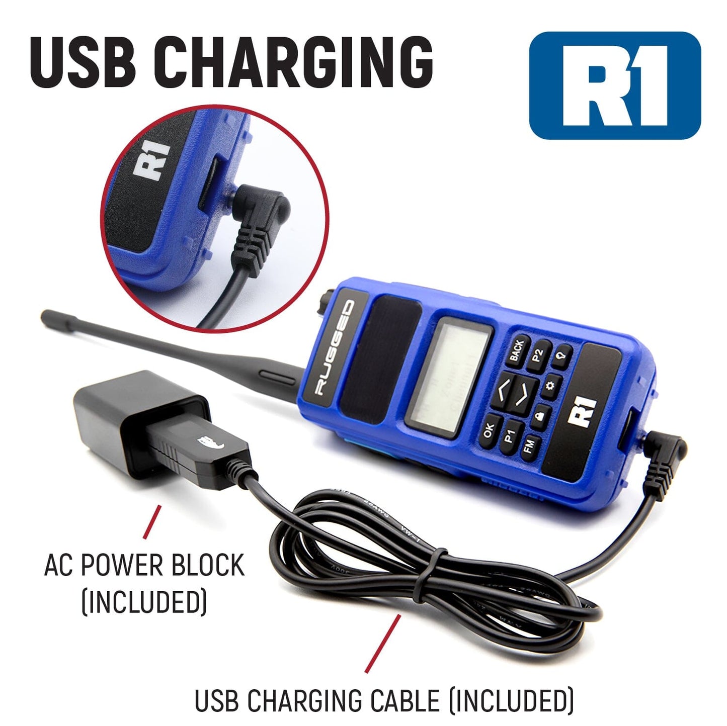 Rugged Radios Rugged R1 Handheld Radio Bundle with Long-Range Antenna