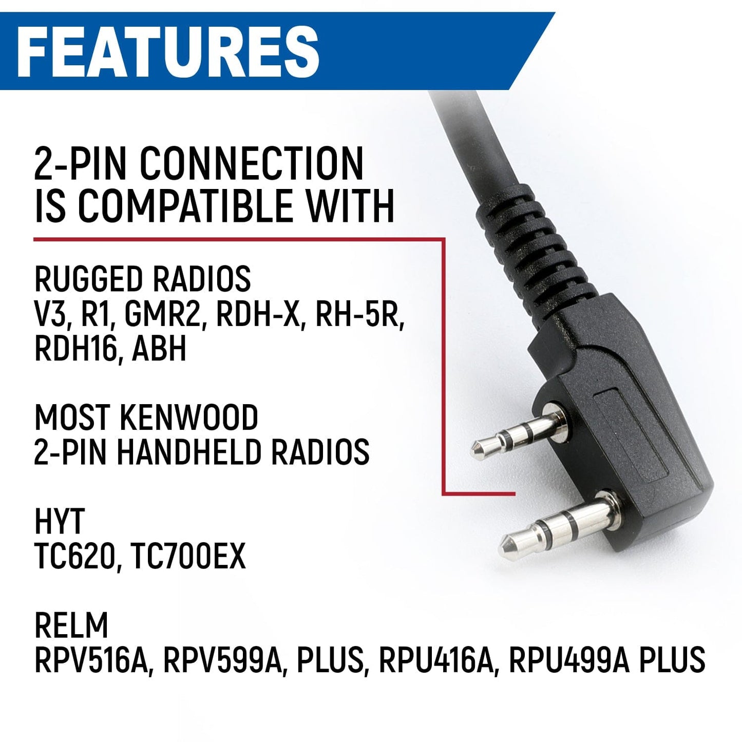 Rugged Radios Rugged Radios Hand Speaker Mic Waterproof for Handheld Radios