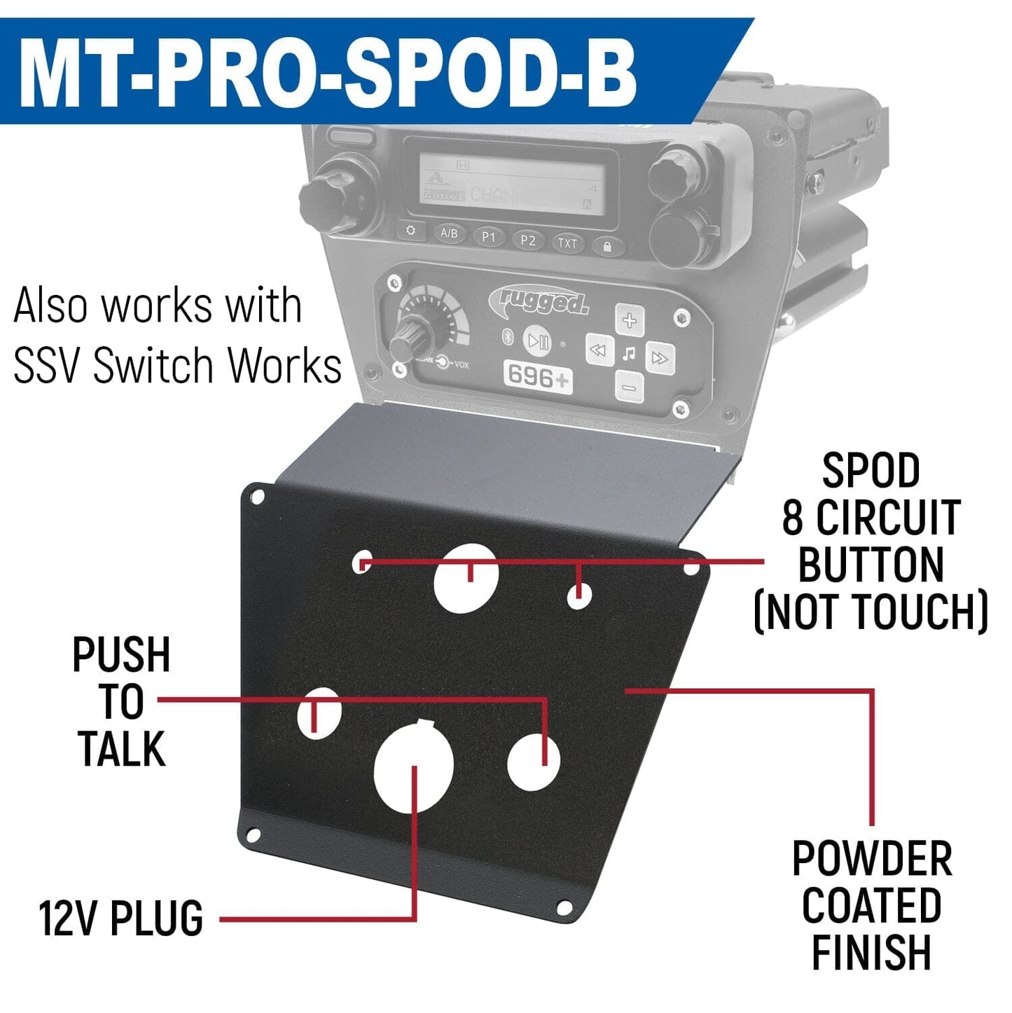 Rugged Radios Rugged Radios Lower Accessory Panel for Polaris RZR PRO XP RZR Turbo R