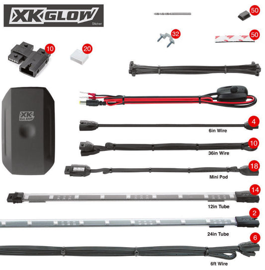 XK GLOW 34PC XKCHROME RGB UTV KIT