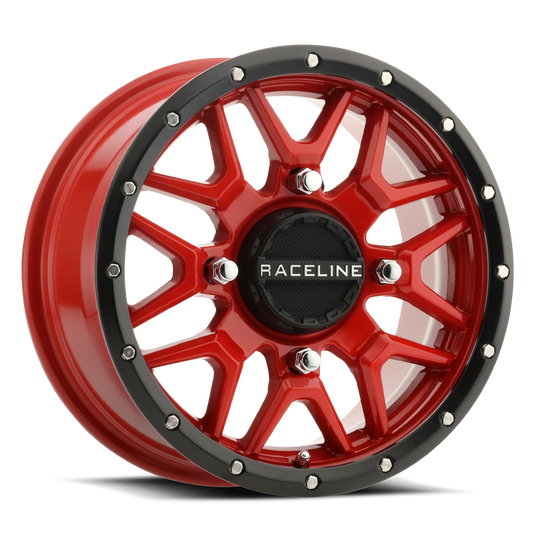 RACELINE KRANK WHEEL 14X7 4/156 5+2 (+10MM) BLK/RED