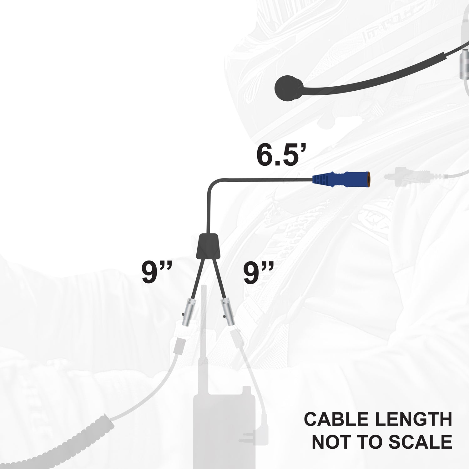 Rugged Radios RUGGED Wired SPECIAL LENGTH Single Seat Car Harness without Radio Jump