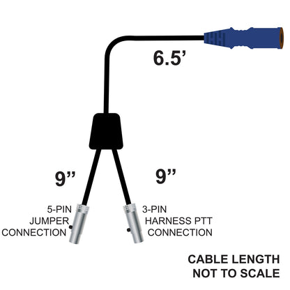 Rugged Radios RUGGED Wired SPECIAL LENGTH Single Seat Car Harness without Radio Jump