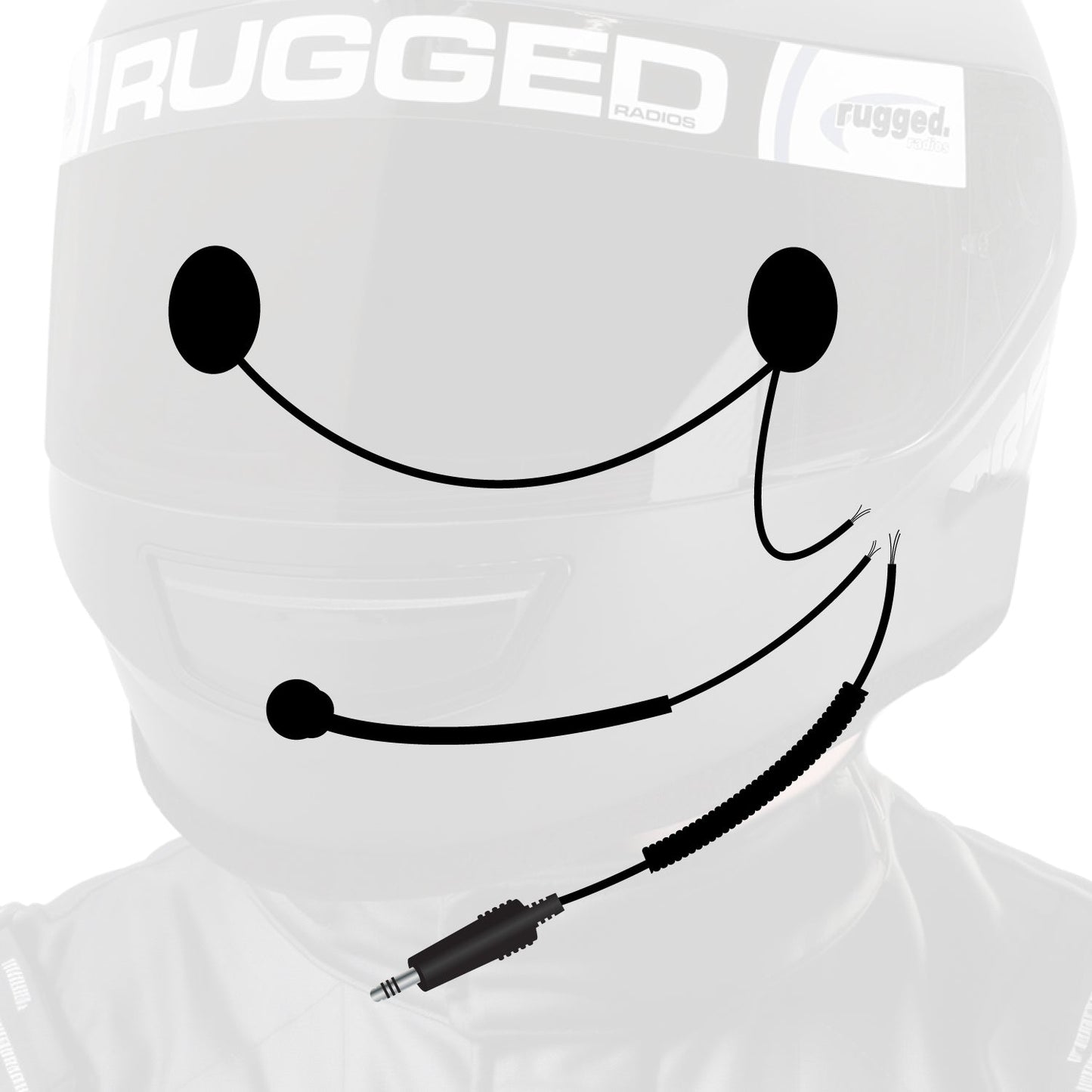 Rugged Radios Rugged Radios Peltor 4C Helmet Kit - Mic & 1/8in Jack, Straight