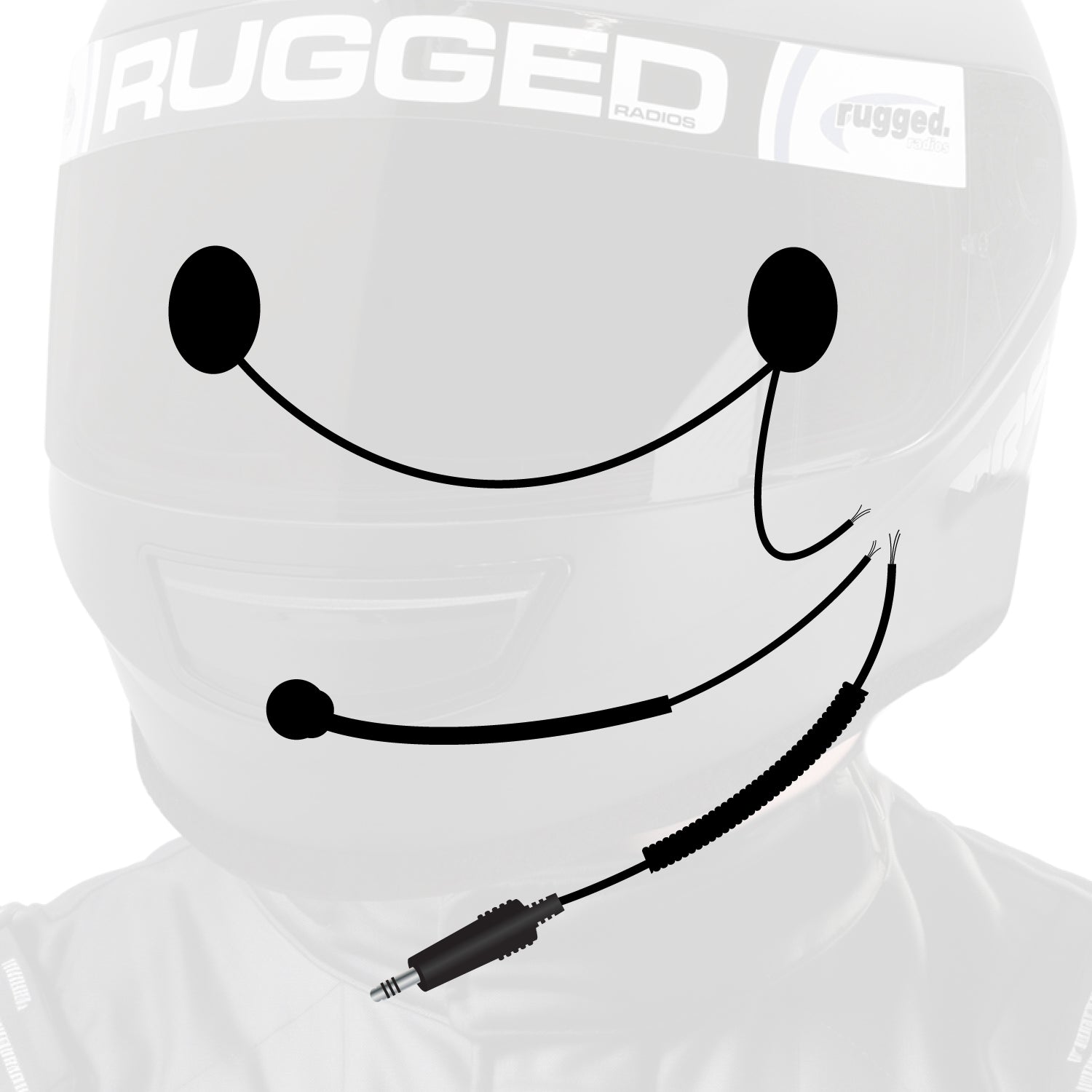 Rugged Radios Rugged Radios Peltor 4C Helmet Kit - Mic & 1/8in Jack, Straight
