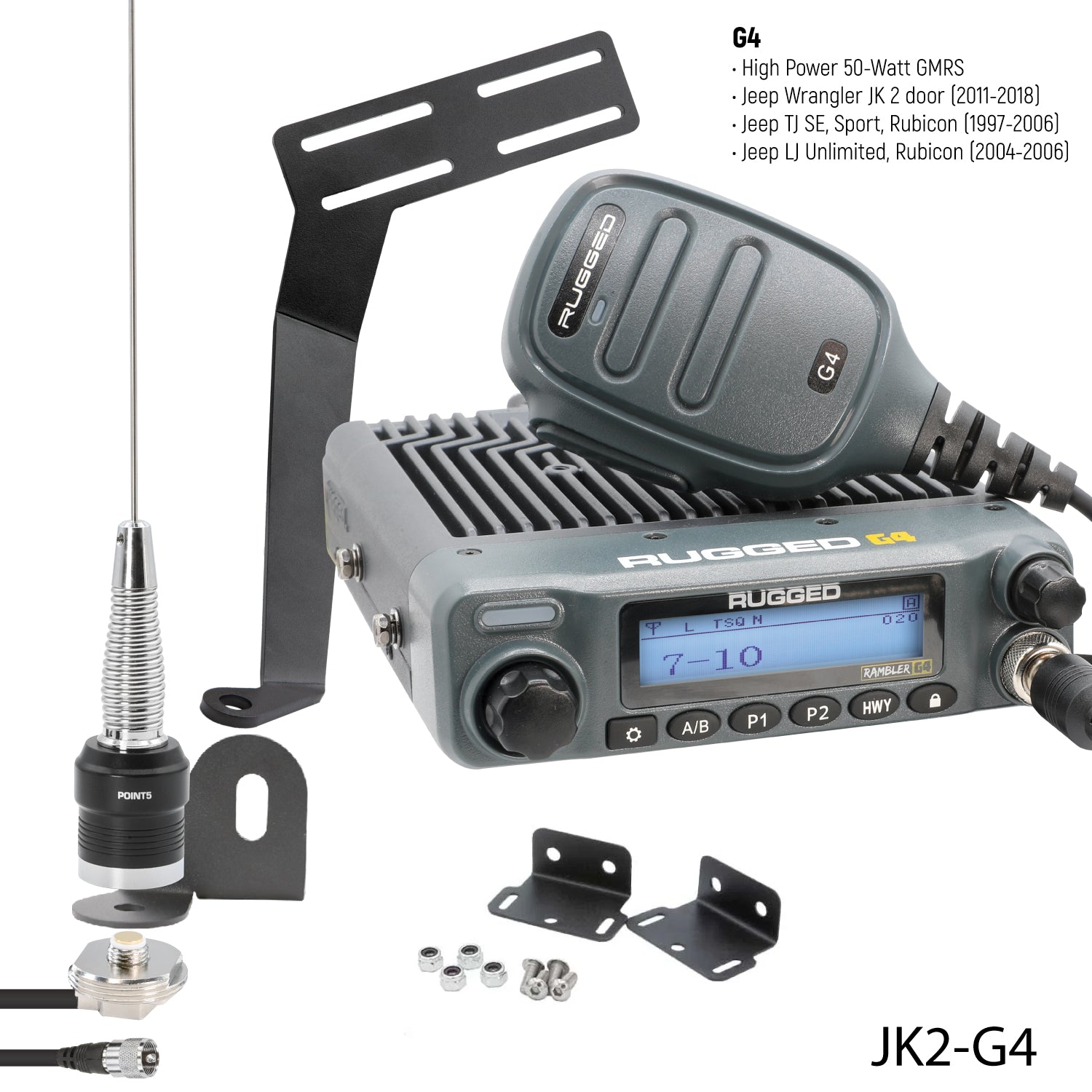 Rugged Radios Rugged Radios GMRS Mobile Radio Kit for Jeep Wrangler JK and JKU