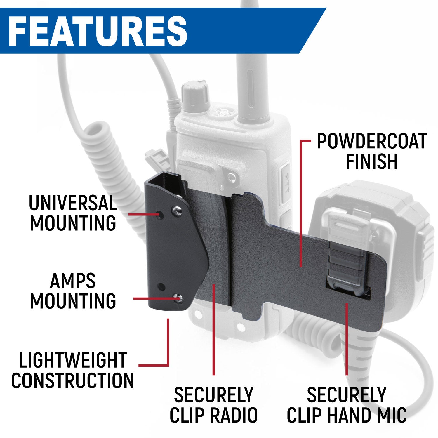 Rugged Radios Rugged Radios Radio and Speaker Mic Mount for Handheld Radios