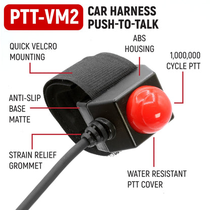Rugged Radios Rugged Radios Velcro Mount Steering Wheel Push to Talk (PTT) with Coil