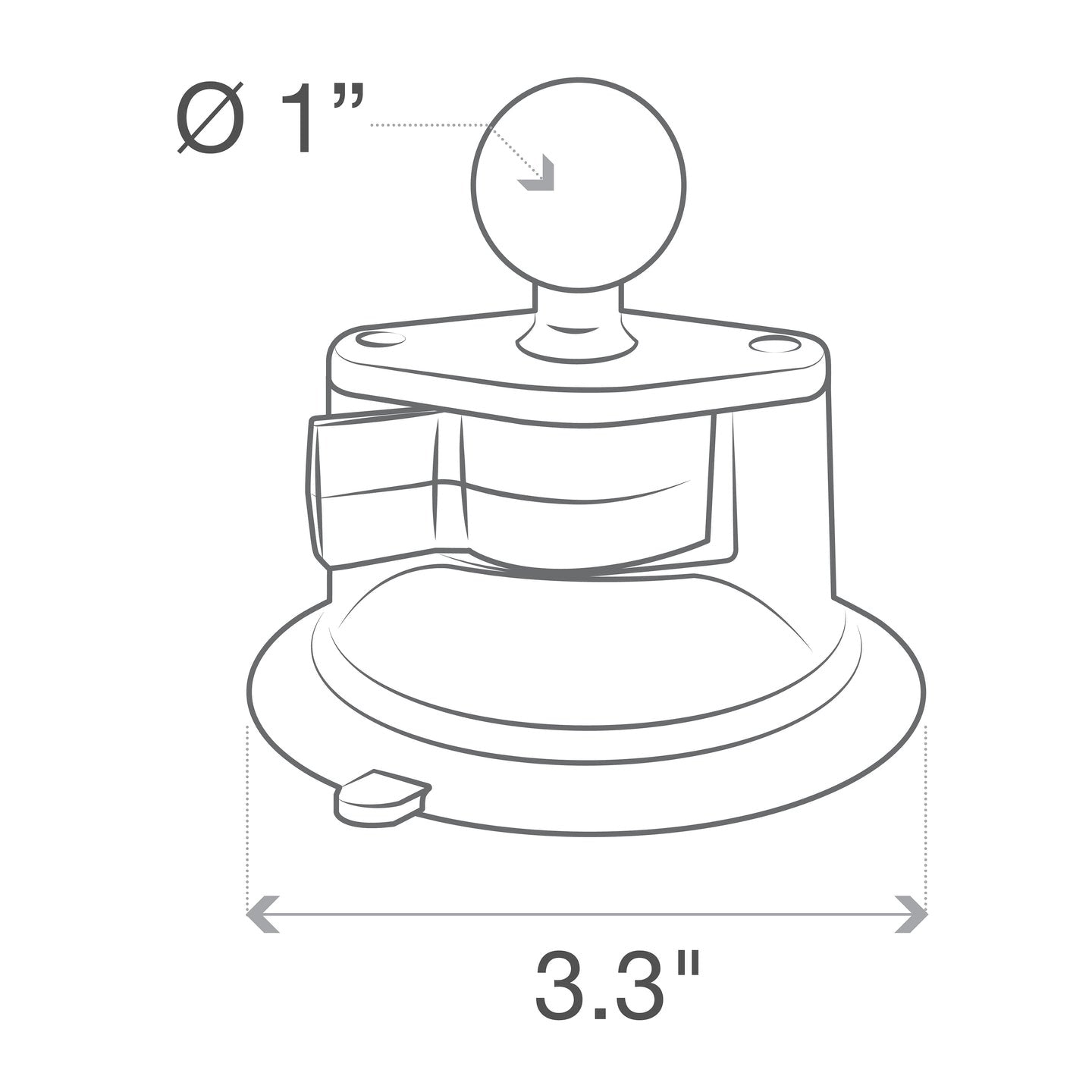 Rugged Radios Rugged Radios RAM Twist-Lock Suction Cup Base with Ball