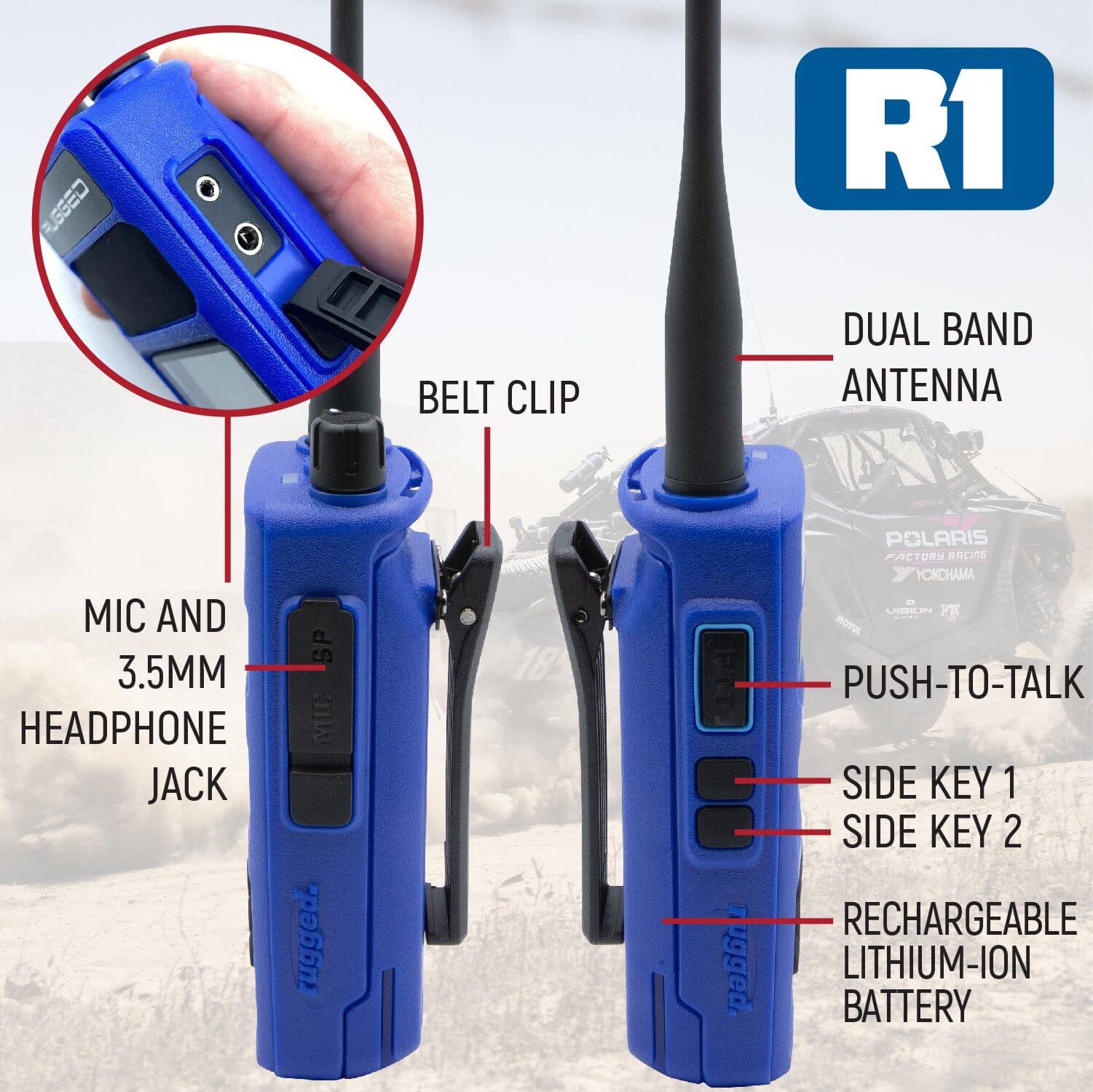 Rugged Radios Rugged R1 Handheld Radio Bundle with Long-Range Antenna
