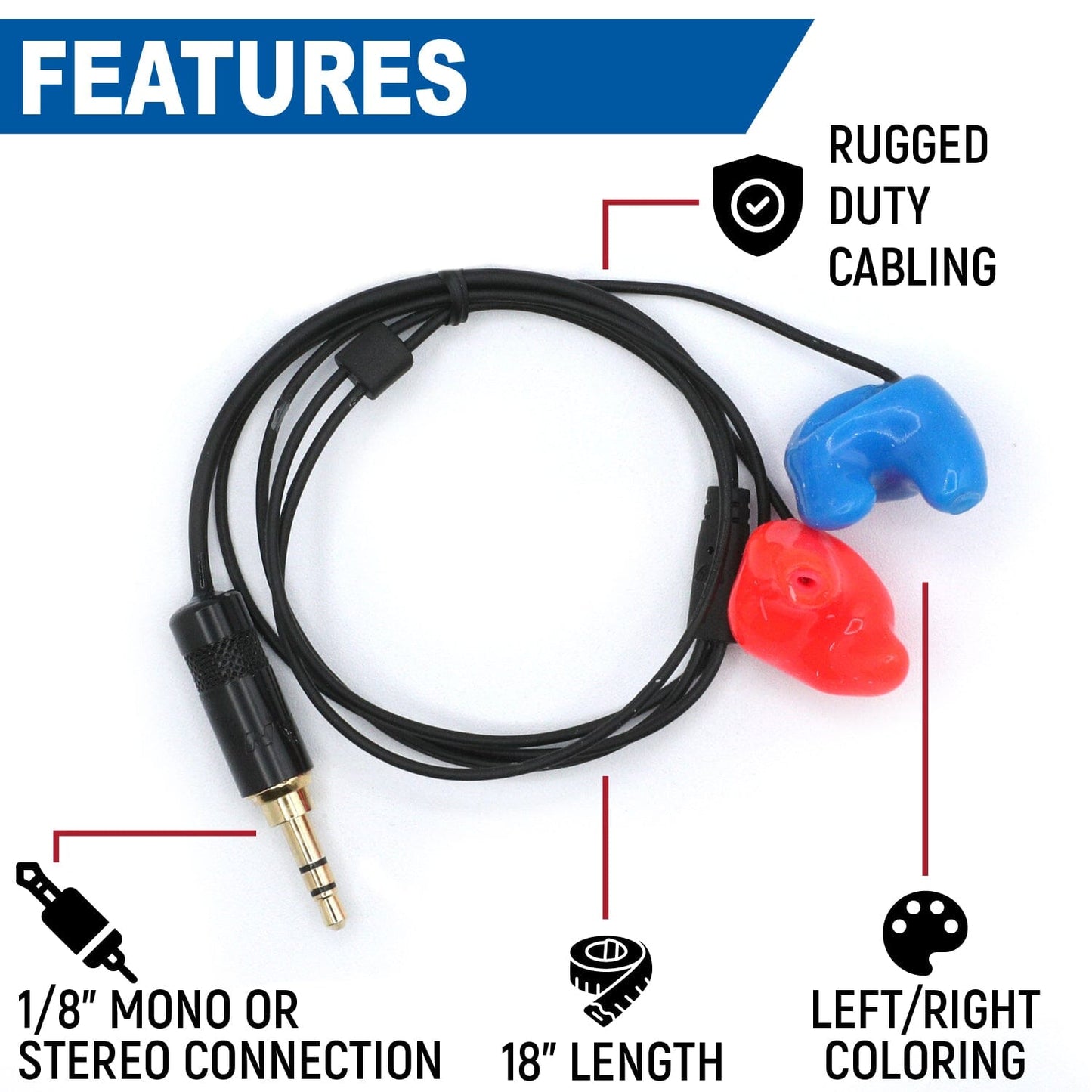 Rugged Radios Rugged Radios Challenger Semi-Custom Molded Ear Bud Speakers with 1/8