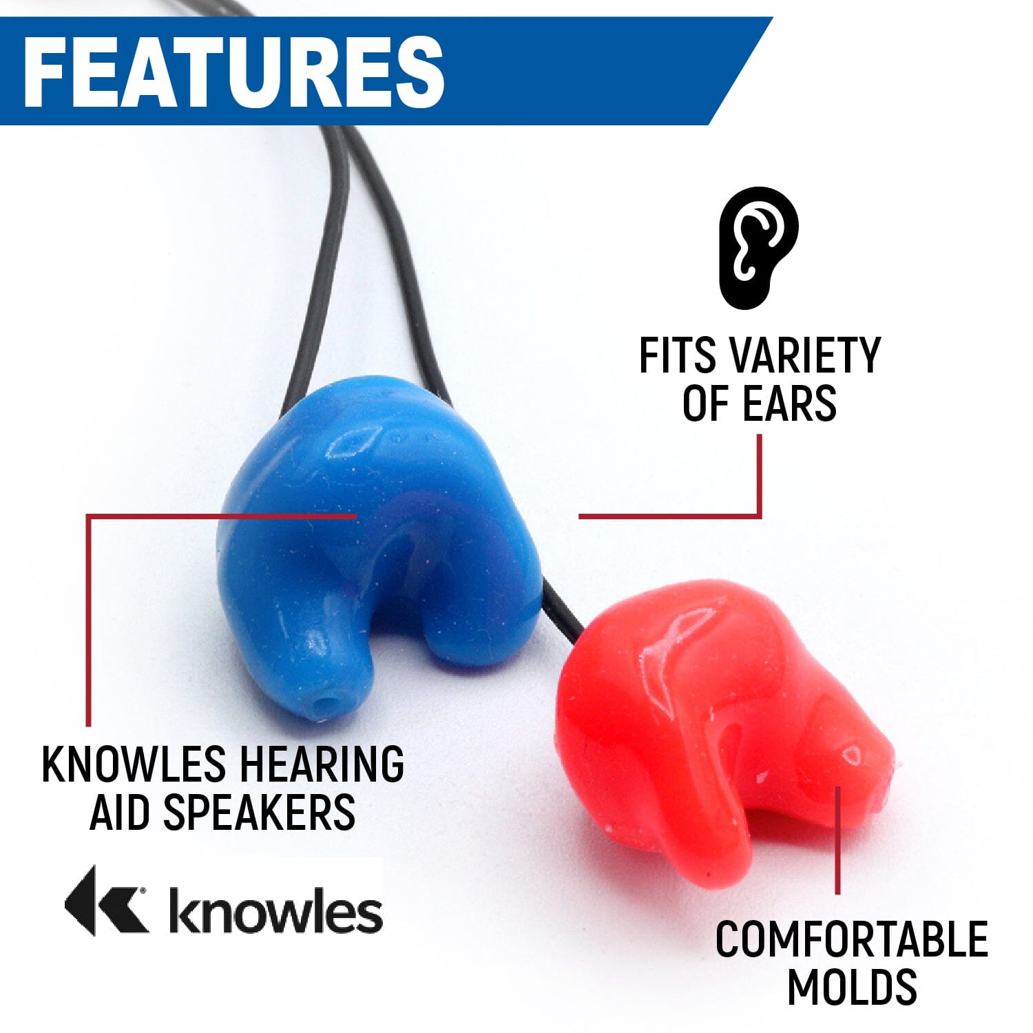 Rugged Radios Rugged Radios Challenger Semi-Custom Molded Ear Bud Speakers with 1/8