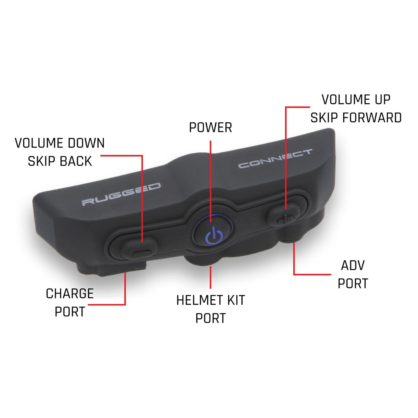 Rugged Radios Rugged Radios CONNECT BT2 Bluetooth Headset for Motorcycle Helmet