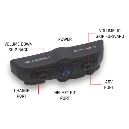 Rugged Radios Rugged Radios CONNECT BT2 Bluetooth Headset for Motorcycle Helmet
