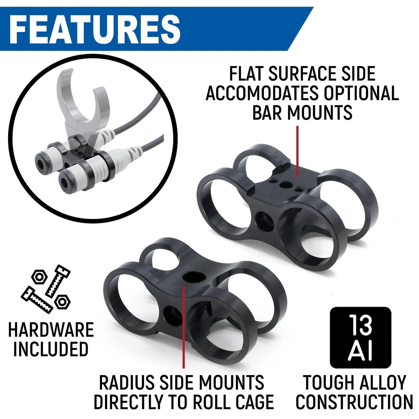 Rugged Radios Rugged Radios Dual Headset or Helmet Jack - Bar Mount