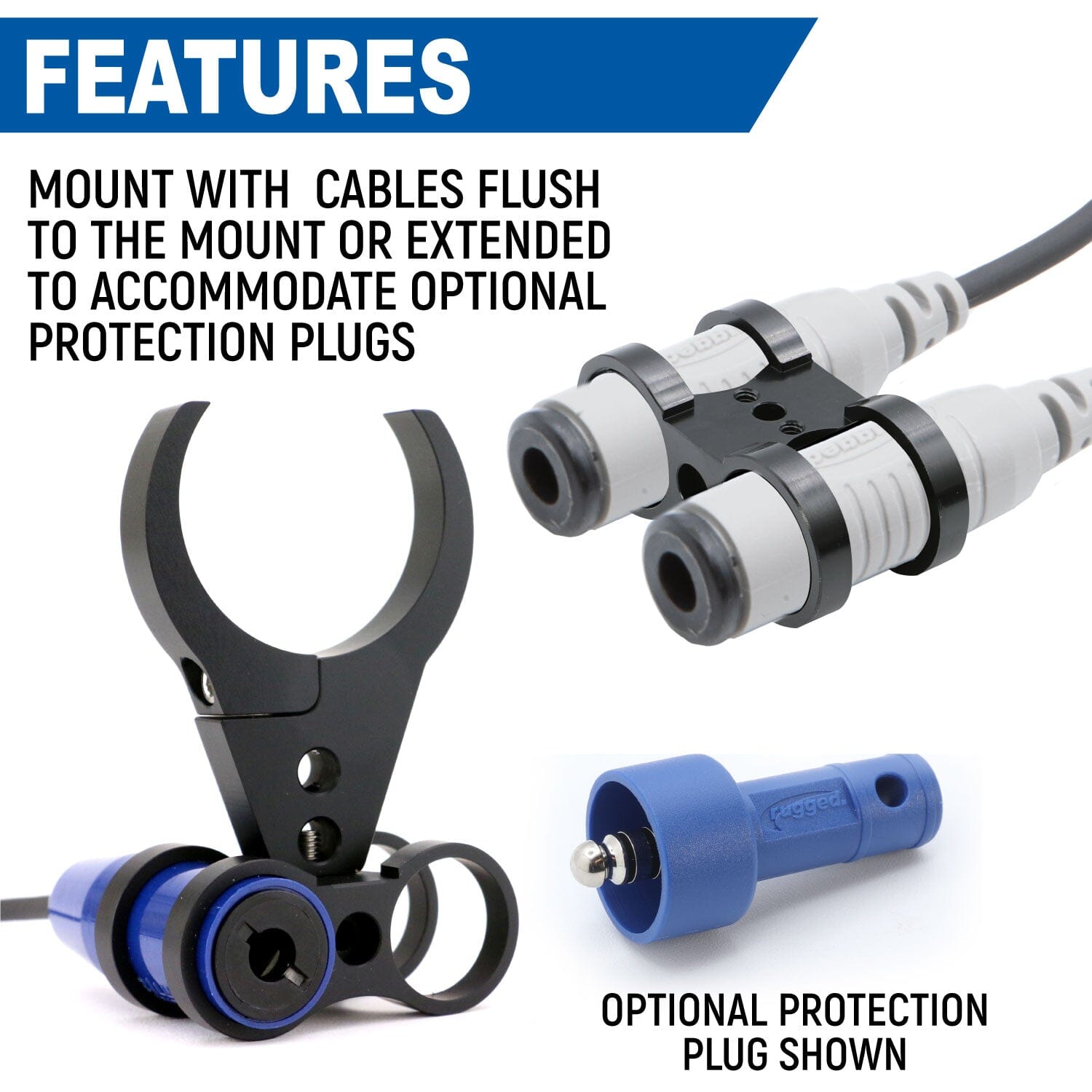 Rugged Radios Rugged Radios Dual Headset or Helmet Jack - Bar Mount