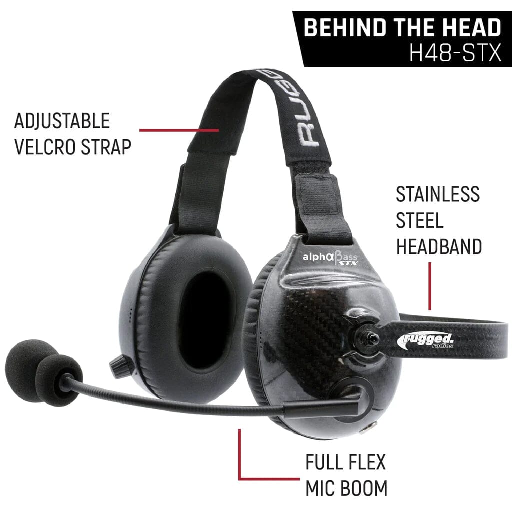 Rugged Radios Rugged Radios H48 AlphaBass Carbon Stereo Headset (BTH) Bass Boost