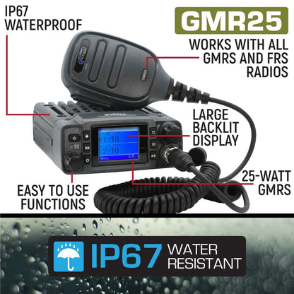 Rugged Radios Rugged GMR25 Waterproof GMRS Mobile Radio Kit