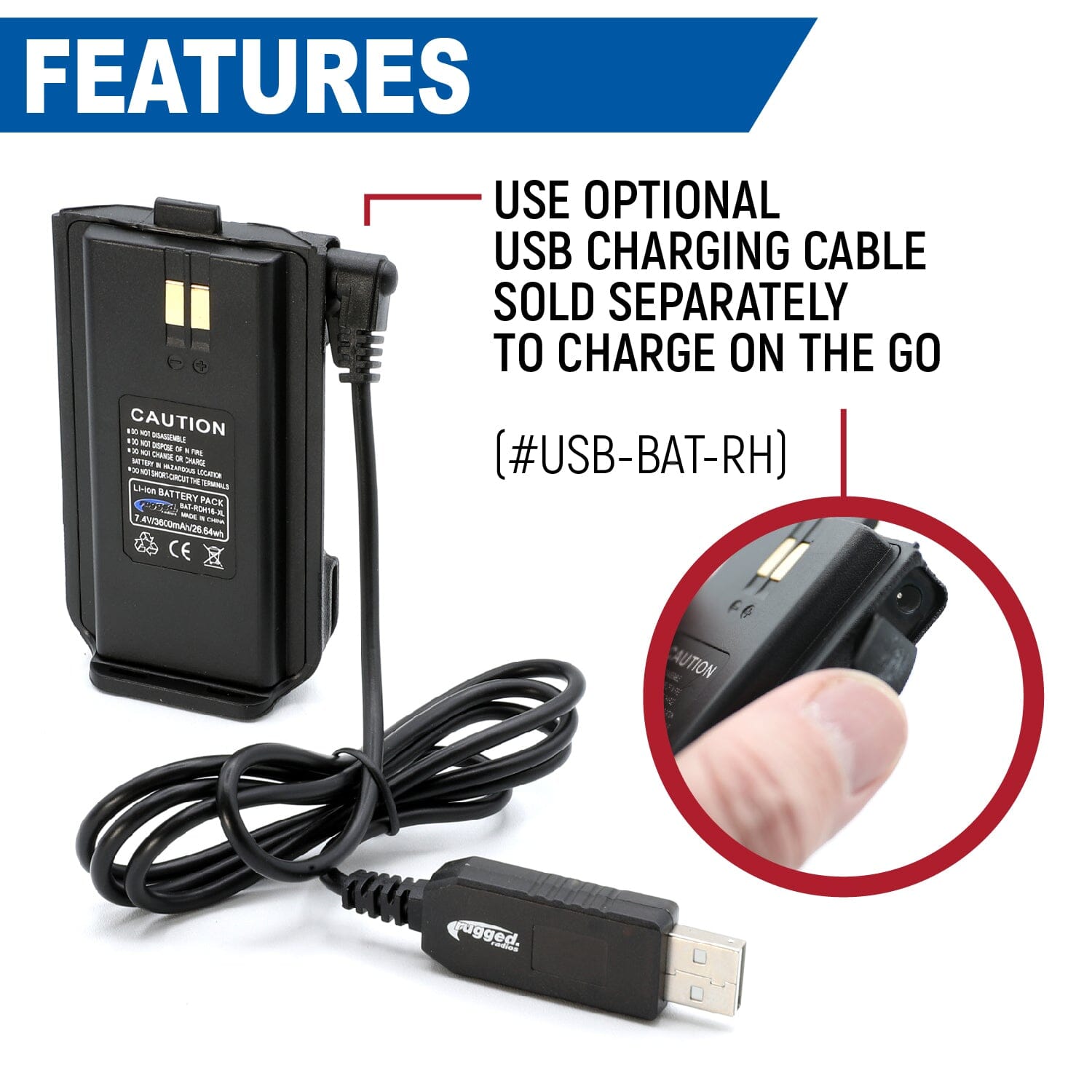 Rugged Radios Rugged Radios RDH-16 Handheld Radio High Capacity Battery