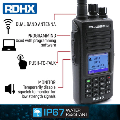 Rugged Radios Rugged RDH-X Waterproof Business Band Two-Way Handheld Radio