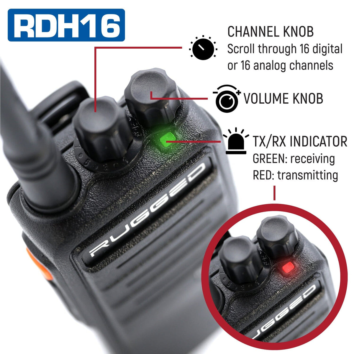Rugged Radios Rugged RDH16 Business Band Digital Two-Way Handheld Radio