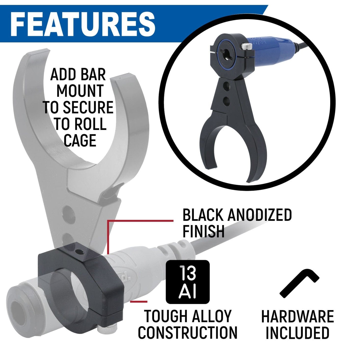 Rugged Radios Rugged Radios Single Headset / Helmet Jack - Bar Mount