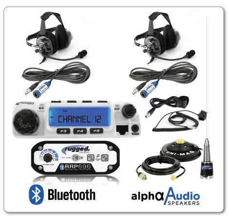 Rugged Radio 696-2P-BTU-60W 2-Place Intercom with 60 Watt Radio and BTU Headsets