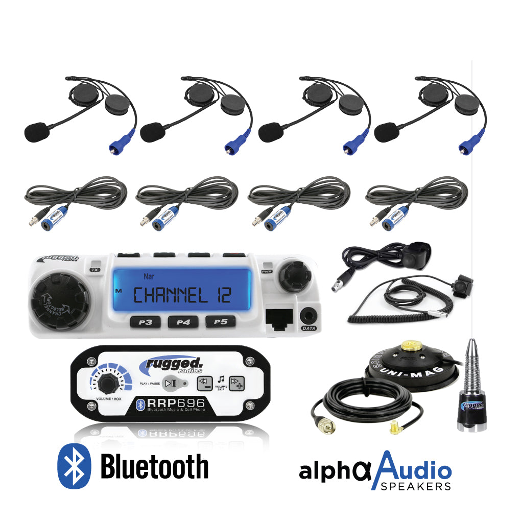 RRP696 4-Place Intercom with 60 Watt Radio and Alpha Audio Helmet Kits