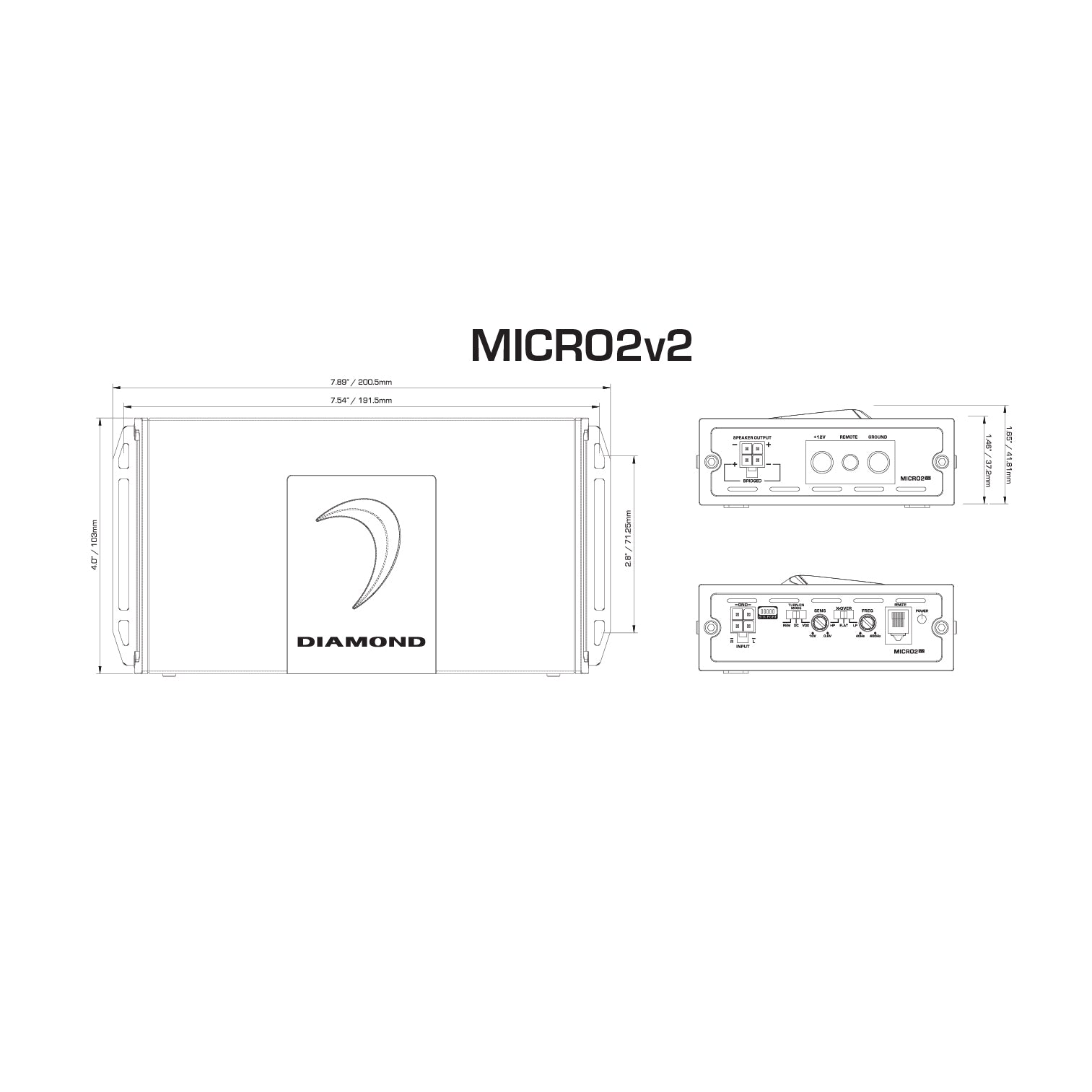 Diamond Audio MICRO2V2 dimensions