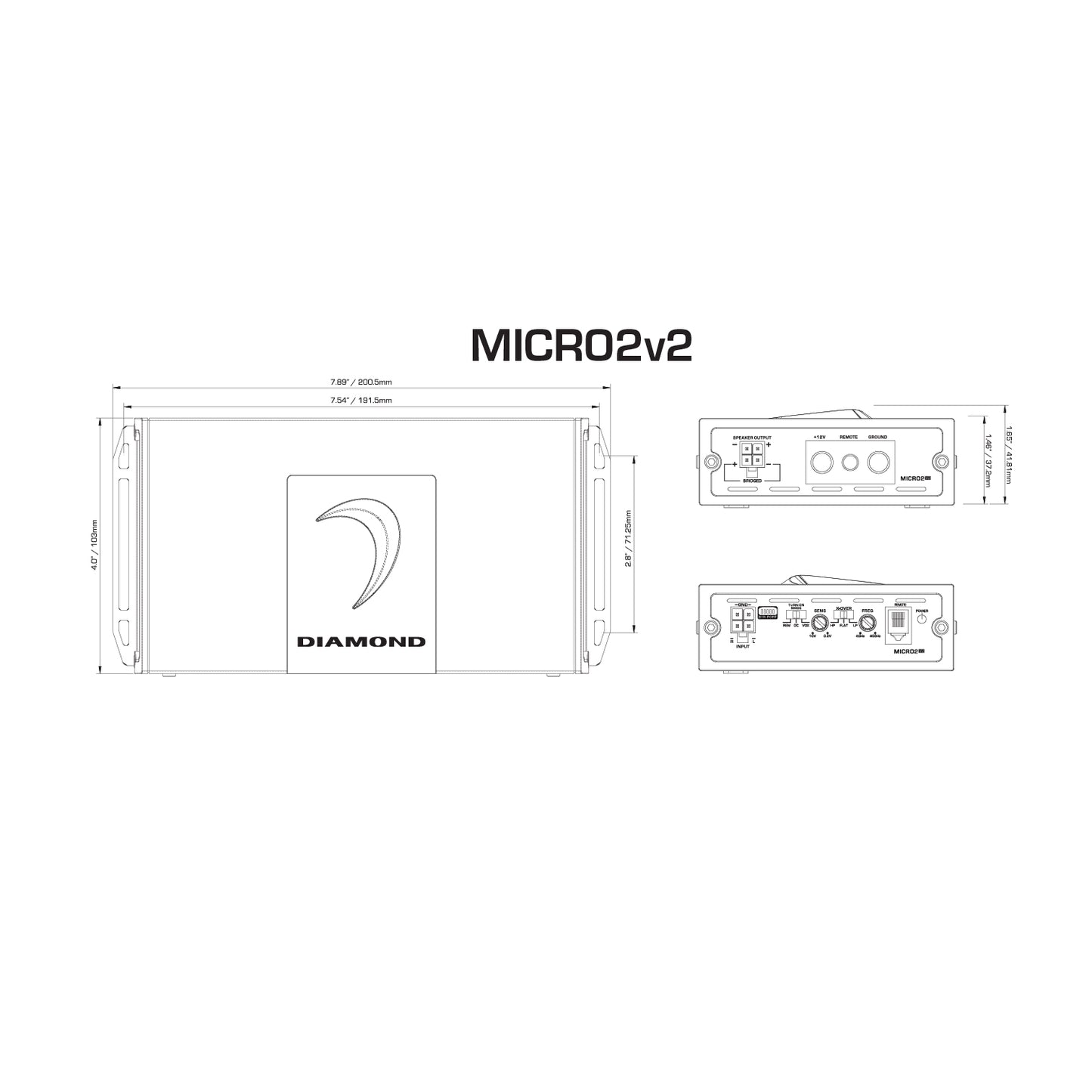 Diamond Audio MICRO2V2 dimensions