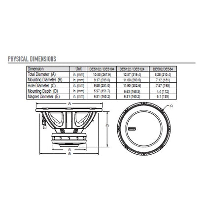 Diamond Audio DES124 dimensions