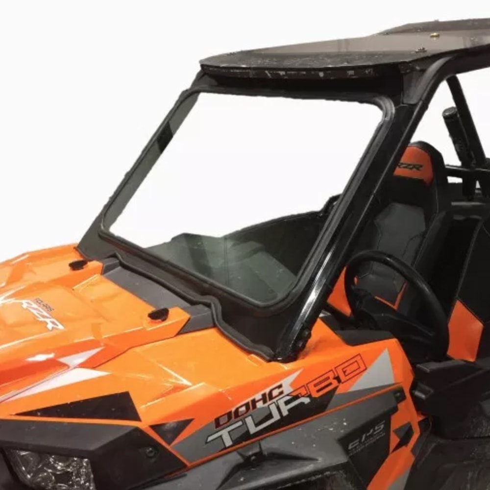 bent metal offroad polaris rzr front windshield side view