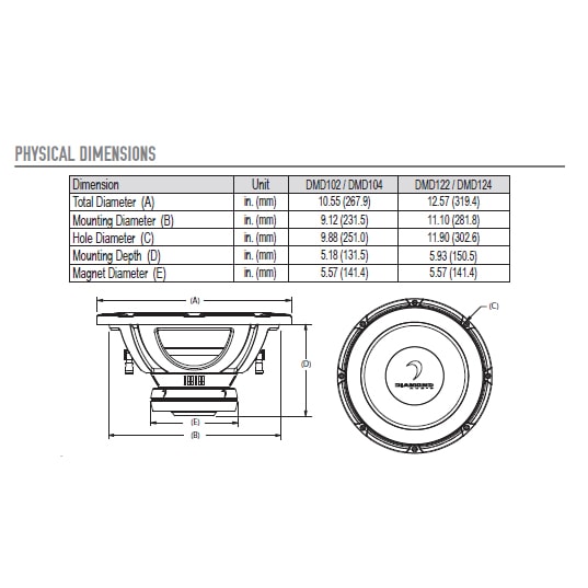 diamond audio dmd104 dimensions