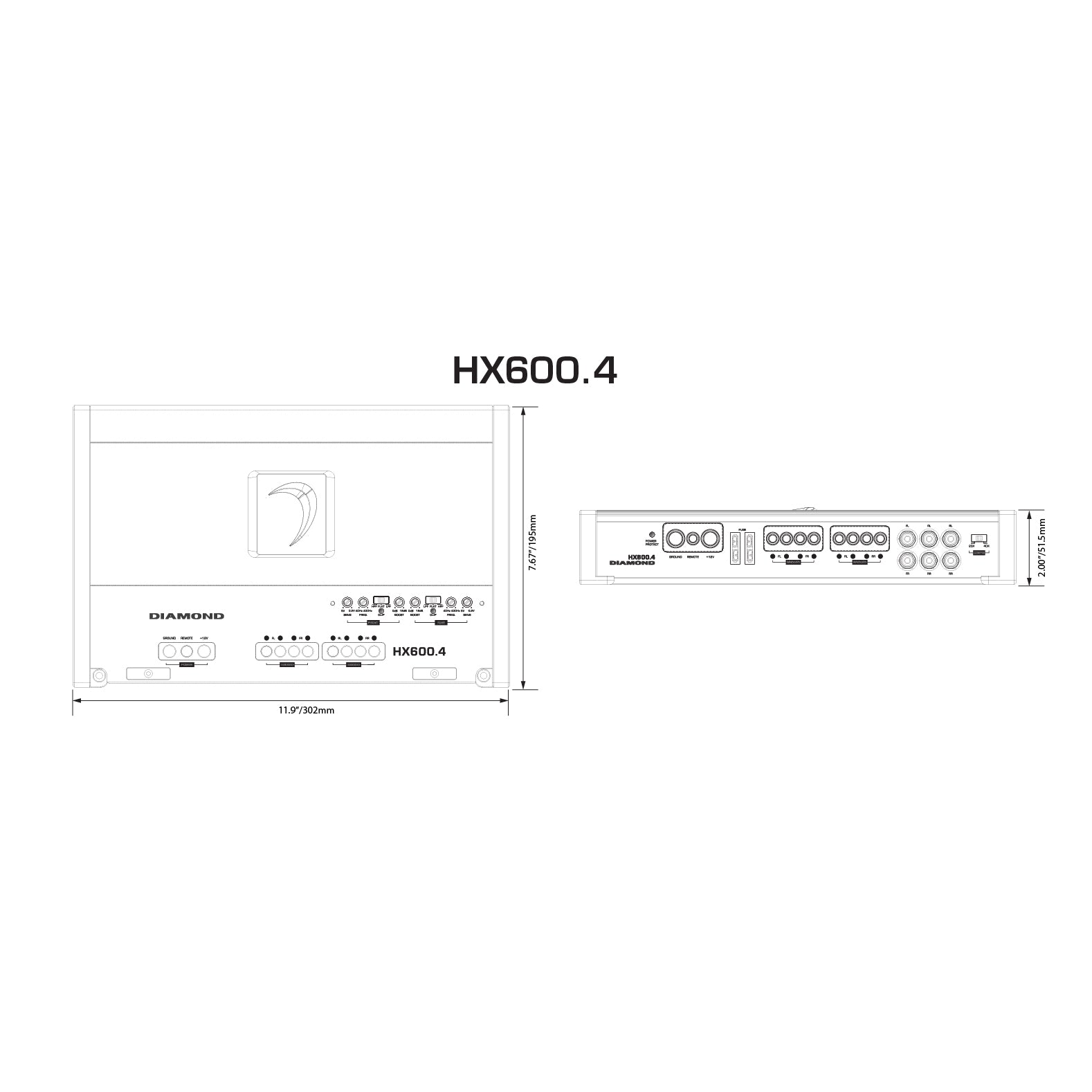Diamond Audio HX600.4 dimensions